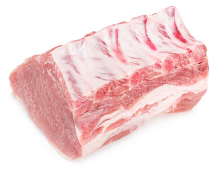 raw pork meat isolated on white background. Clipping path and full depth of field