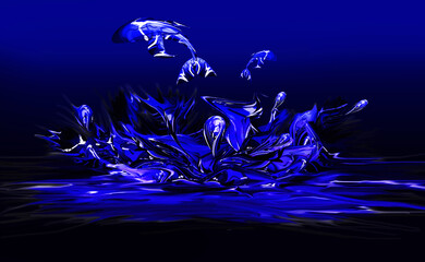 water jump fish background wallpaper design