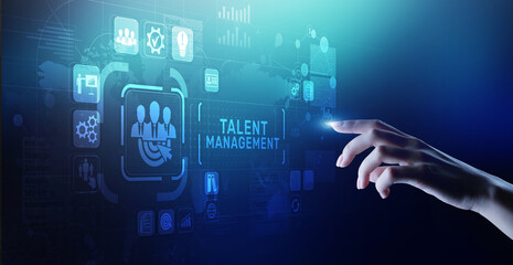 Talent management HR human resources management Team building concept on virtual screen.
