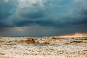Sea wave close-up. Sea foam.