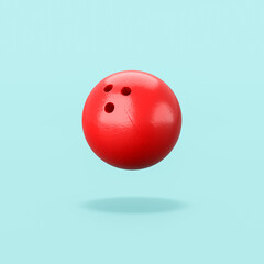 Red Bowling Ball on Blue Background