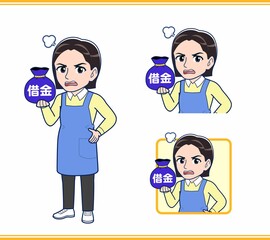 エプロンをしたお母さんのイラスト