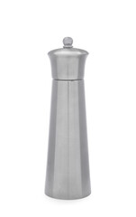 Silver pepper shaker isolated on white. Kitchen utensil