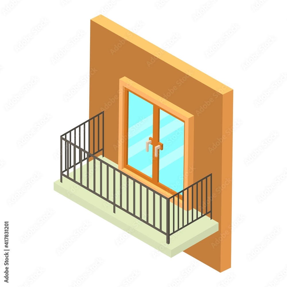 Aufkleber rectangular balcony icon. isometric illustration of rectangular balcony vector icon for web