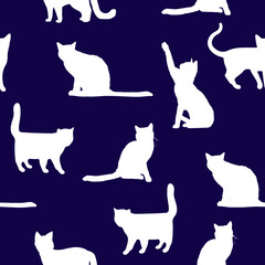 Fototapeta na wymiar Cute seamless pattern with cats. Hand drawn kids backgorund for textile, fashion, wrapping paper, graphic tees