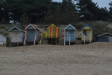 Charming beach huts at Wells-next-the-sea on the North Norfolk coast