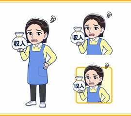 エプロンをしたお母さんのイラスト