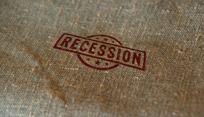 Fototapeta na wymiar Recession stamp and stamping