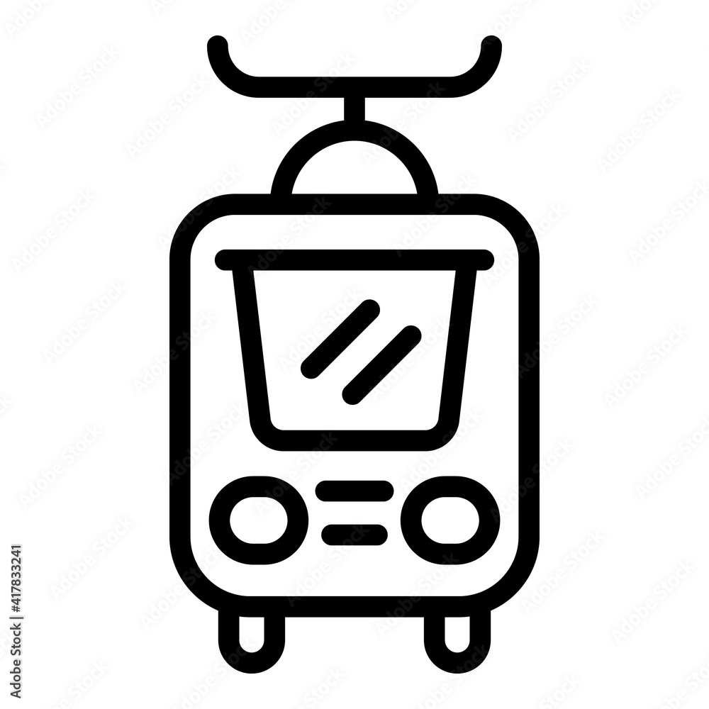Poster tram icon. outline tram vector icon for web design isolated on white background