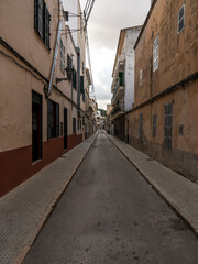 narrow street in a village in majorca