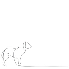 Dog one line draw, vector illustration