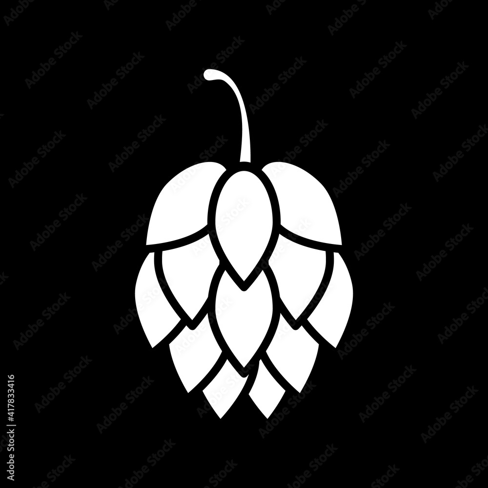 Wall mural hop for beer brewing dark mode glyph icon. ingredient for alcohol production. fresh artichoke for co