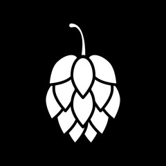 Hop for beer brewing dark mode glyph icon. Ingredient for alcohol production. Fresh artichoke for cooking. Produce beverage. White silhouette symbol on black space. Vector isolated illustration