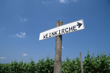 wegweiser zur weinkirche bei alzey-weinheim