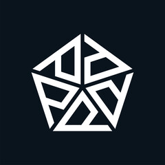 Initial letter p or d logo template with geometric pentagonal structure illustration in flat design monogram symbol