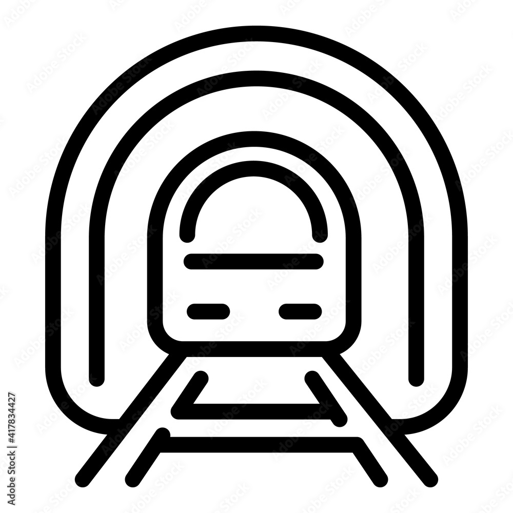 Poster train in tunnel icon. outline train in tunnel vector icon for web design isolated on white backgroun