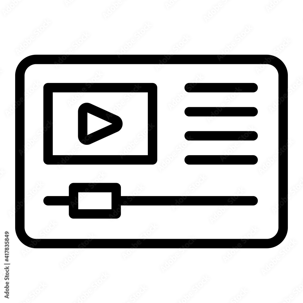Poster video edit icon. outline video edit vector icon for web design isolated on white background