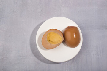 korean delicious food roasted eggs. smoked boiled egg.