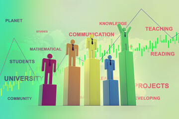 3d rendering Stock market online business concept. business Graph successful business team
