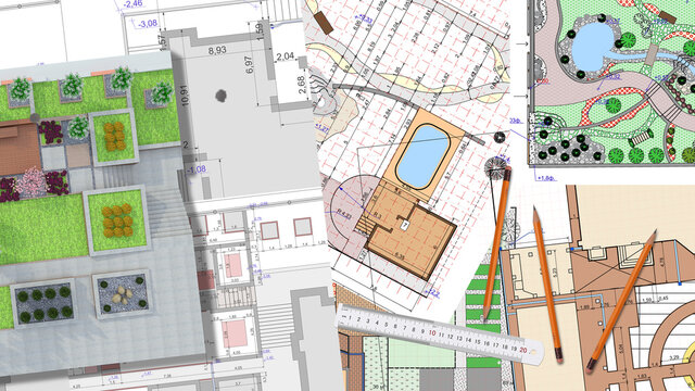 Illustration of garden plots plans.