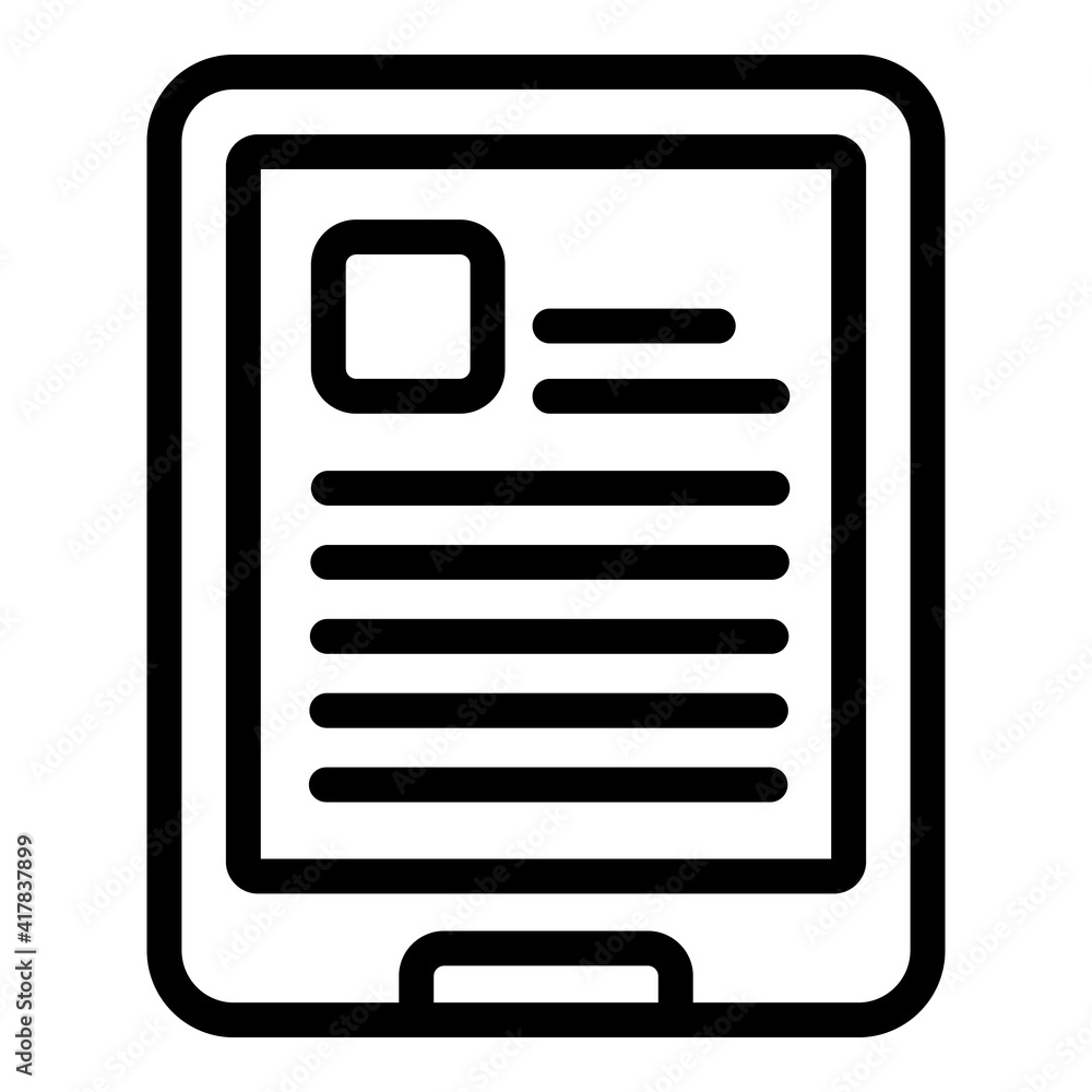 Poster ereader icon. outline ereader vector icon for web design isolated on white background