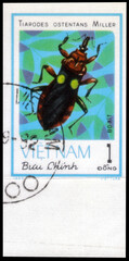 Postage stamp issued in the Vietnam with the image of the Assasin Bug, Tiarodes ostentans. From the...