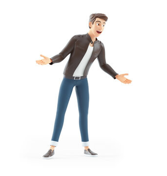 3d Cartoon Man Surprise Pose