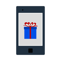 Smartphone With Gift Box On Screen Icon