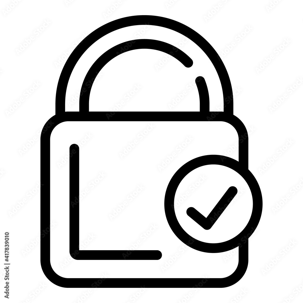 Poster lock done icon. outline lock done vector icon for web design isolated on white background