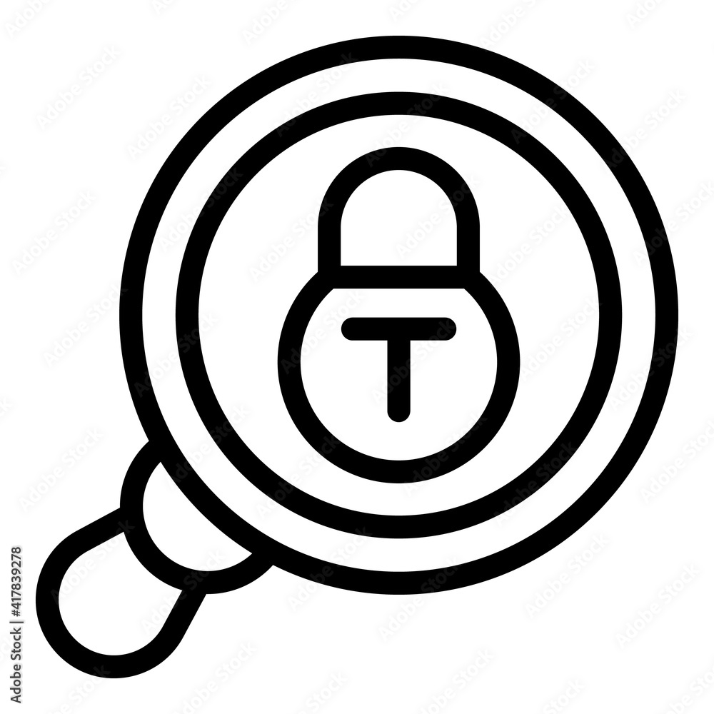 Poster magnifying lock icon. outline magnifying lock vector icon for web design isolated on white backgroun
