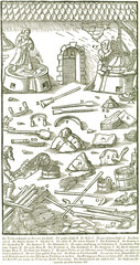 Das Schlagen des Herdes im Treibofen. Georgius Agricola, Berg- und Hüttenwesen, 1556. 