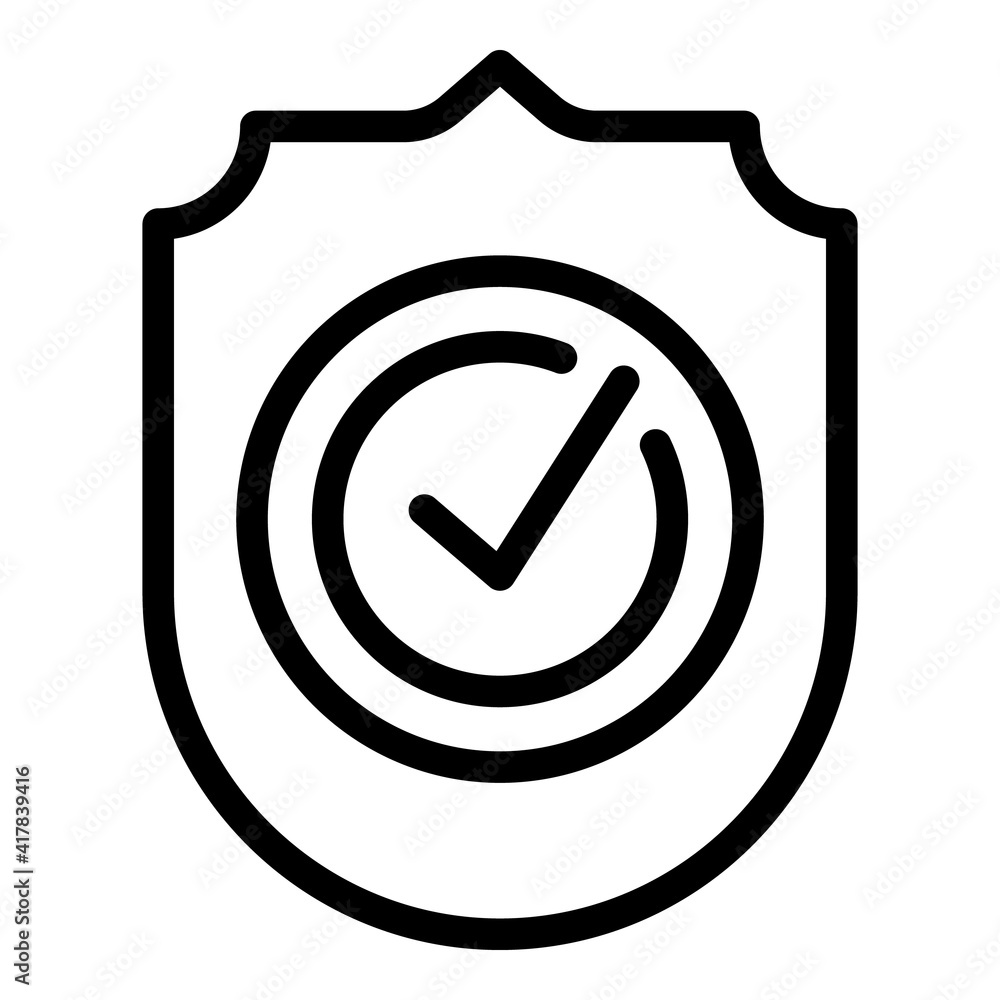 Poster shield check icon. outline shield check vector icon for web design isolated on white background