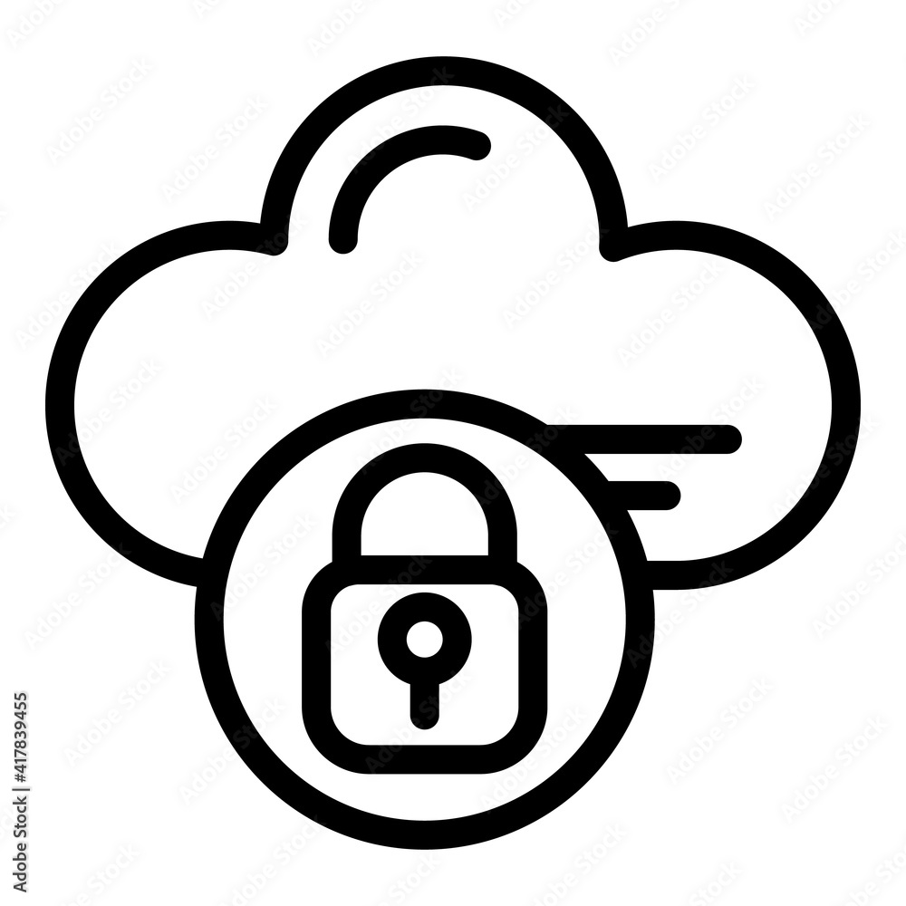 Poster cloud memory lock icon. outline cloud memory lock vector icon for web design isolated on white backg