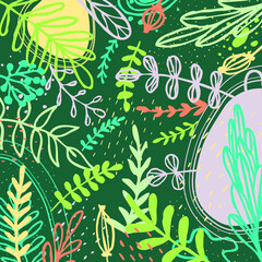 Spring flowers. Trendy abstract art template. Suitable for social media posts, mobile apps, banners design. Vector fashion background. Leaves and plants. Spring holidays. Women's day. Easter.