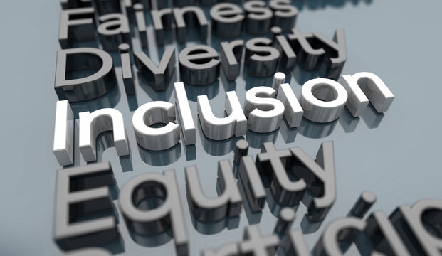 Inclusion Policy Welcome Inclusive Organization DEI Diversity Equity Words 3d Illustration