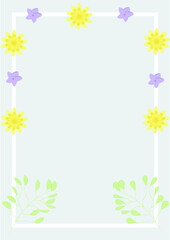 Greeting invitation - for boys and girls with purple and yellow flowers