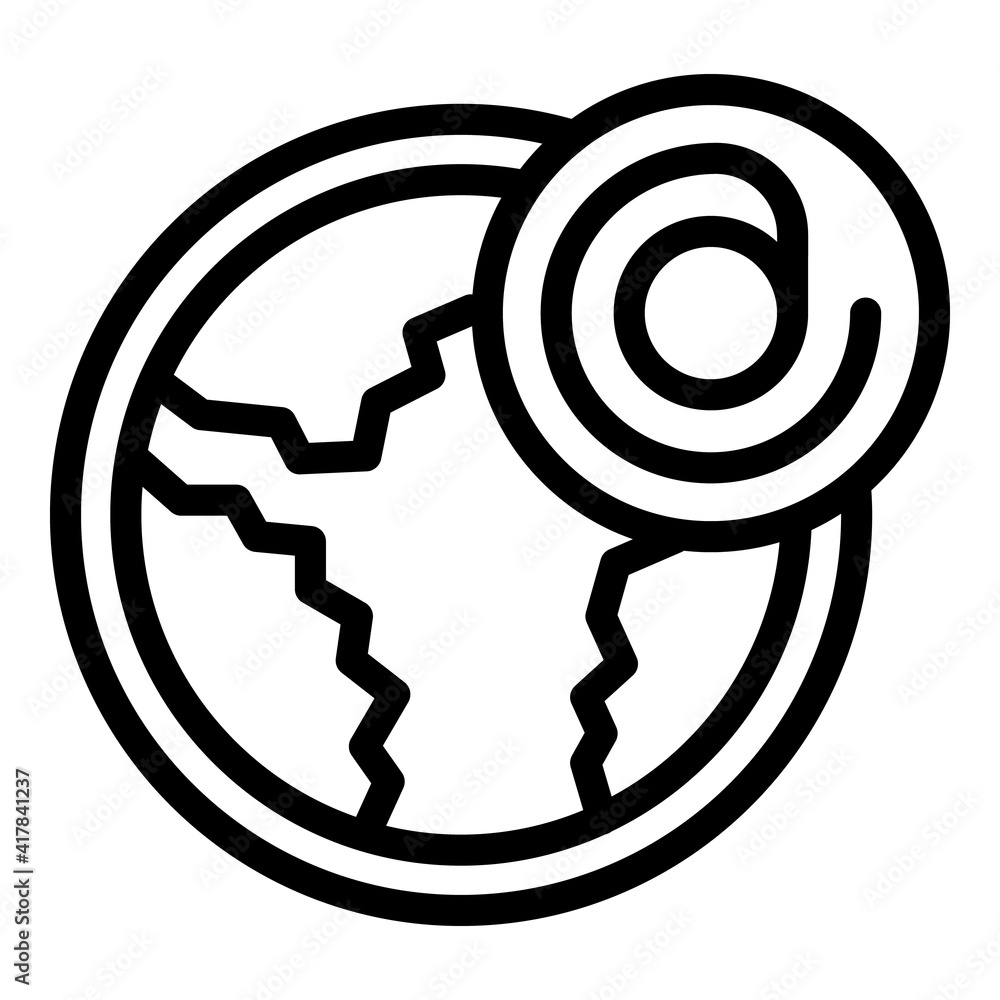 Poster global email icon. outline global email vector icon for web design isolated on white background