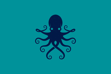 Blue Octopus Animal Logo Design