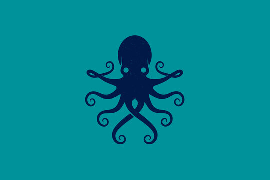 Blue Octopus Animal Logo Design