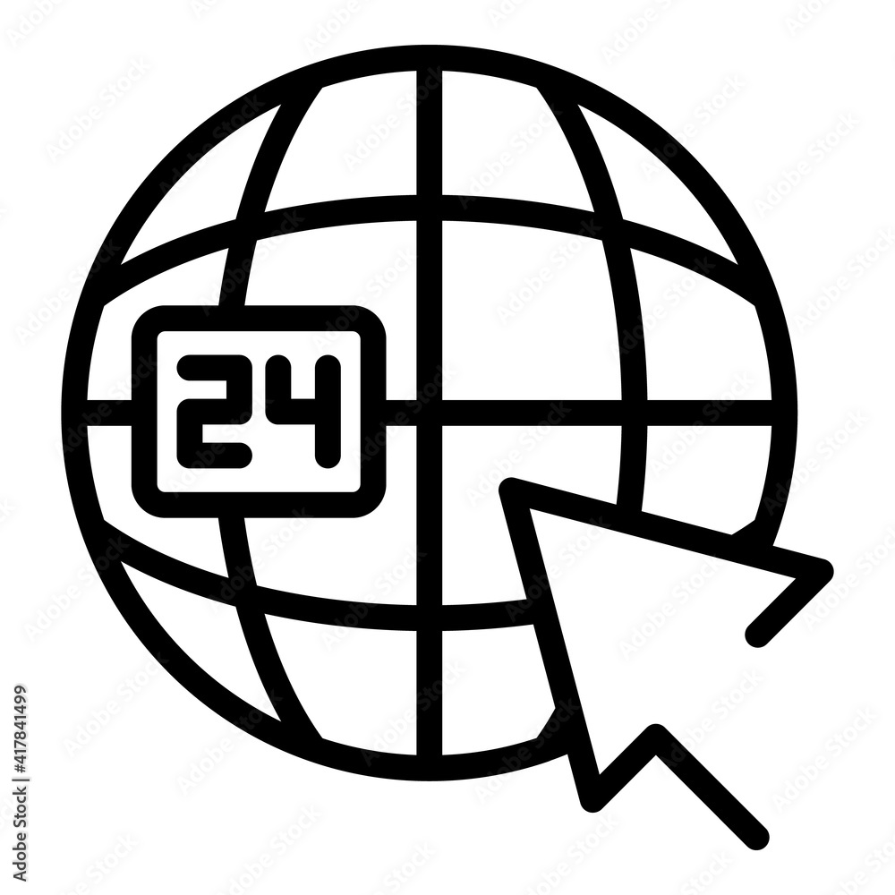Poster global contact service icon. outline global contact service vector icon for web design isolated on w