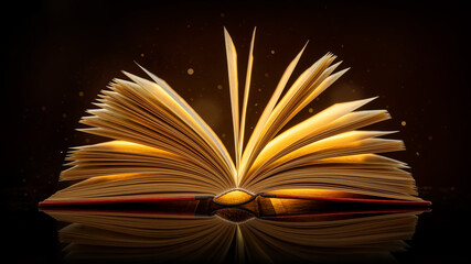open book with glowing lights