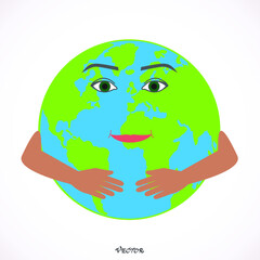 Earth globe. Isolated on white background. Flat planet icon. Vector illustration.