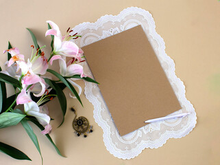 Card, banner, template, copy Space, Flat lay, greeting, an invitation to a holiday, Mother Day,...