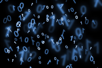 Abstract blue cyberspace wallpaper. Html or binary code and computer technology concept.