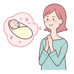 赤ちゃん　笑顔の女性