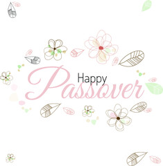 Fototapeta na wymiar Happy Passover card with floral decoration, Passover in Hebrew. Vector illustration