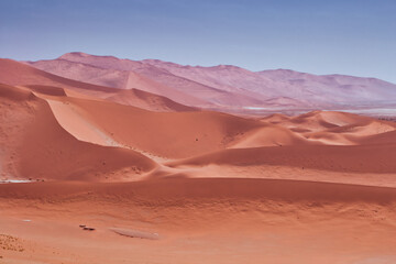Fototapeta na wymiar Horizontal shot of the sand dunes in the namibian desert of Sossusvlei