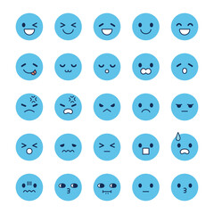 顔　丸　アイコン　青　02