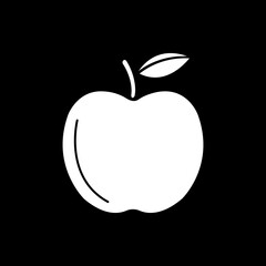 Apple dark mode glyph icon. Fresh grocery product. Ripe fruit. Vitamin and nourishment. Healthy dietary. Recipe ingredient. White silhouette symbol on black space. Vector isolated illustration