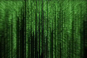 Fototapeta na wymiar Abstract green digital cyberspace background. Html or binary code and computer programming technology concept.